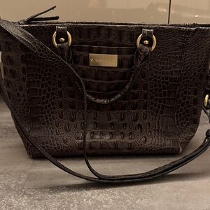Brahmin Dark Brown Croc Embossed Tote